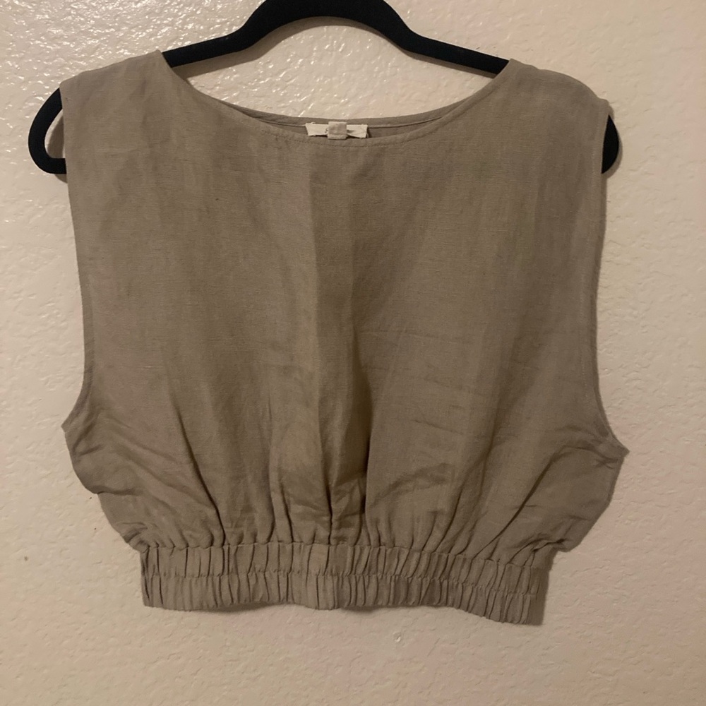 Elan Beige Sleeveless Tank Top